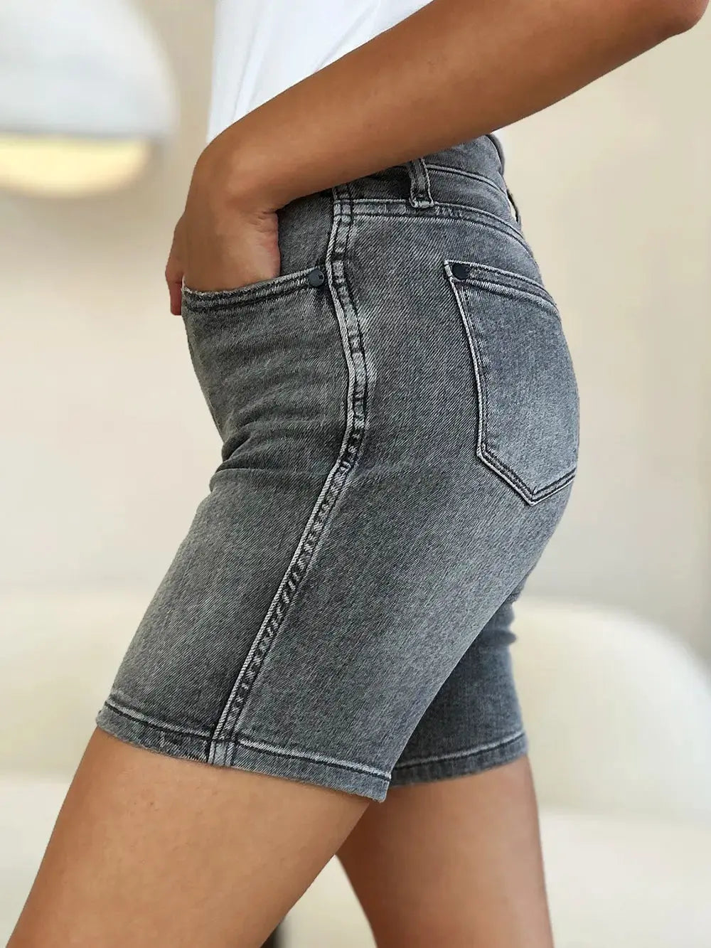 Full Size High Waist Washed Denim Shorts by Judy Blue Jeans