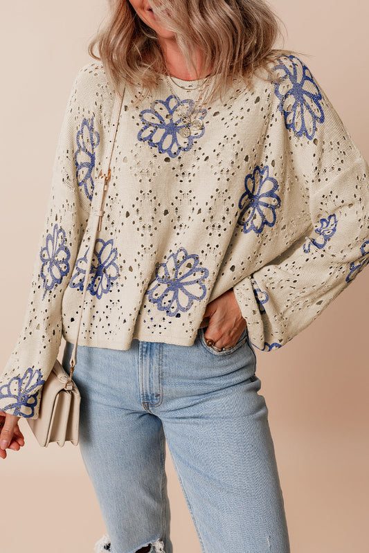 Harper Eyelet Drop Shoulder Sweater