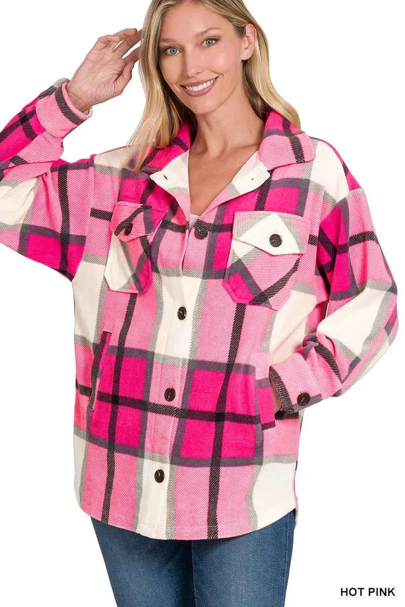 Selvanelle Oversized Plaid Fleece Shacket