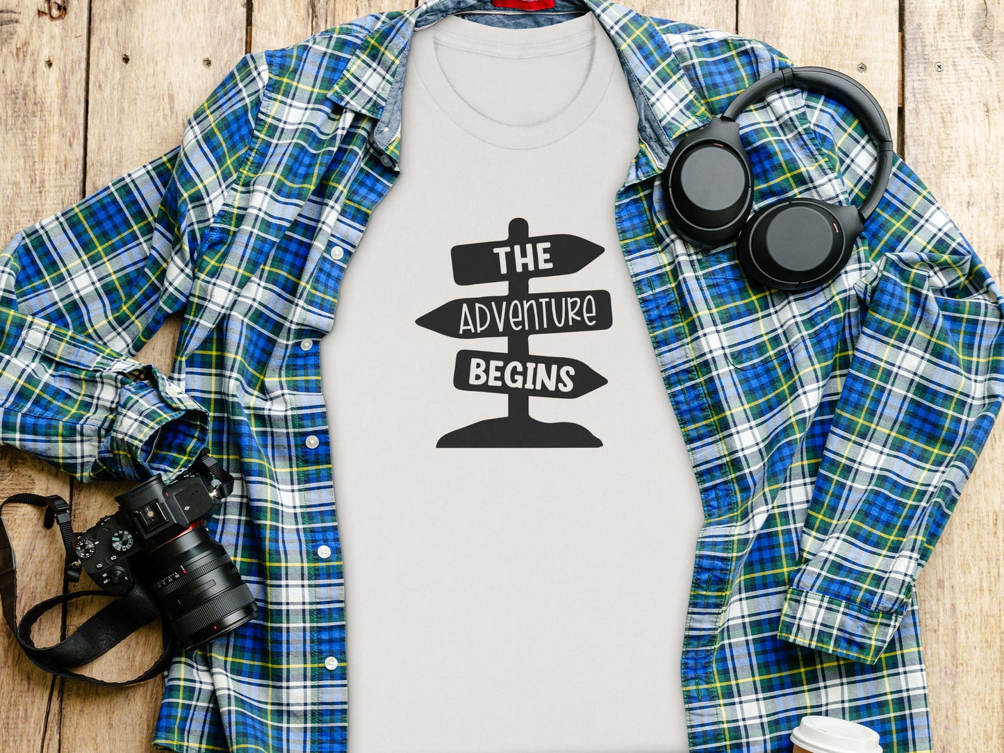 The Adventure Begins Arrow Signpost Graphic T-Shirt