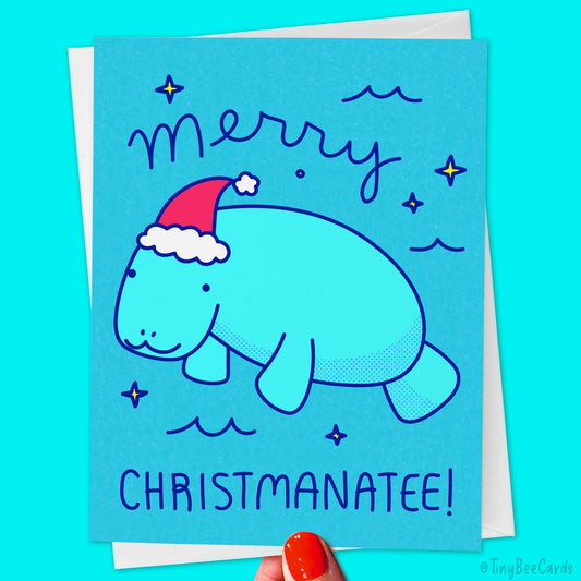 Funny Manatee Christmas Card "Merry Christmanatee"