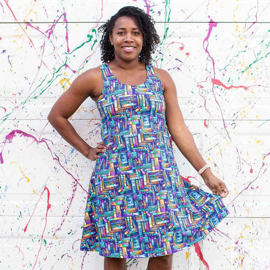 "Lost in the Stacks" Adult Books Sleeveless Dress with Pockets