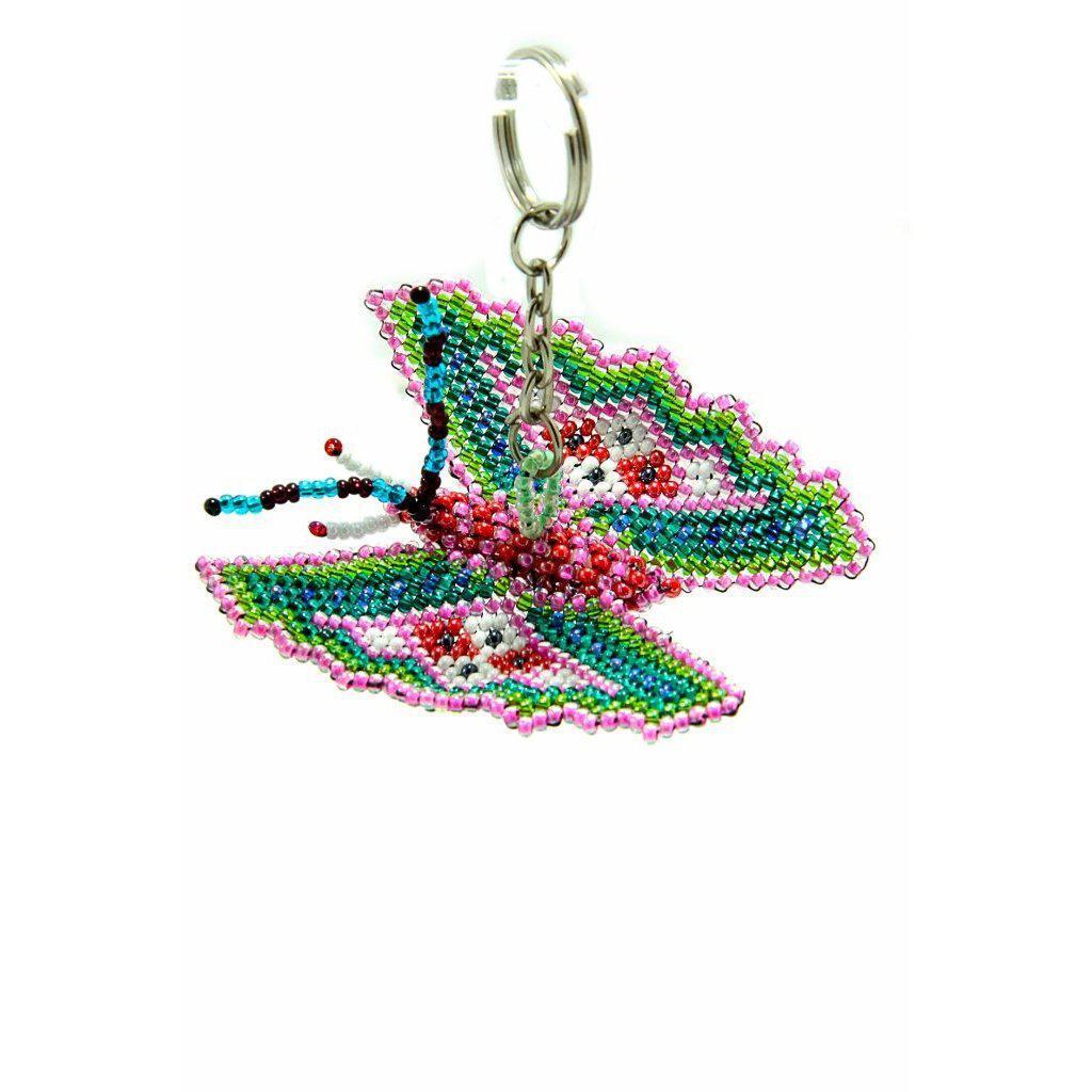 Butterfly Seed Bead Key Chain - Mexico