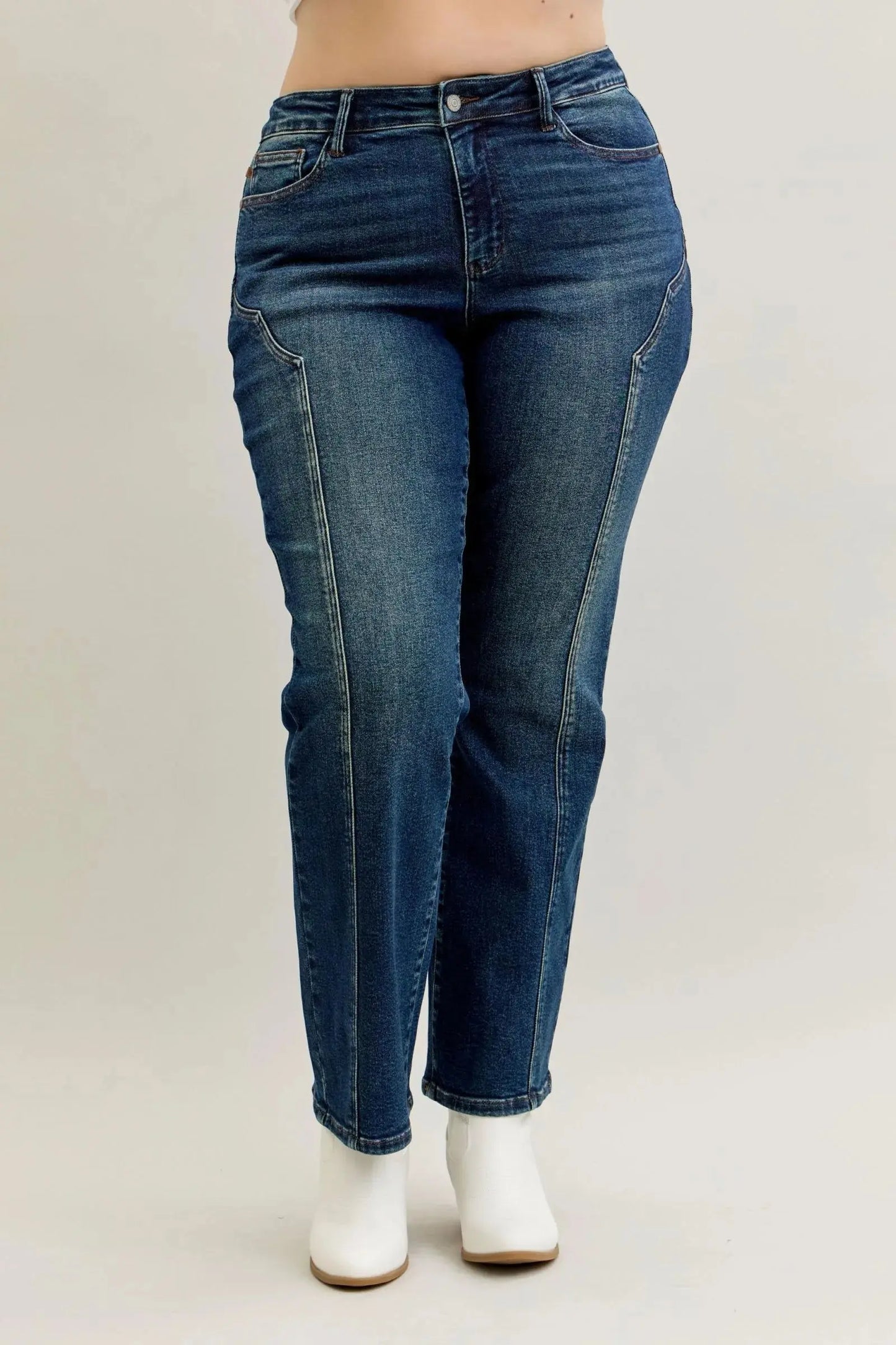 Plus Size Seam Detailed Straight Leg Judy Blue Jeans