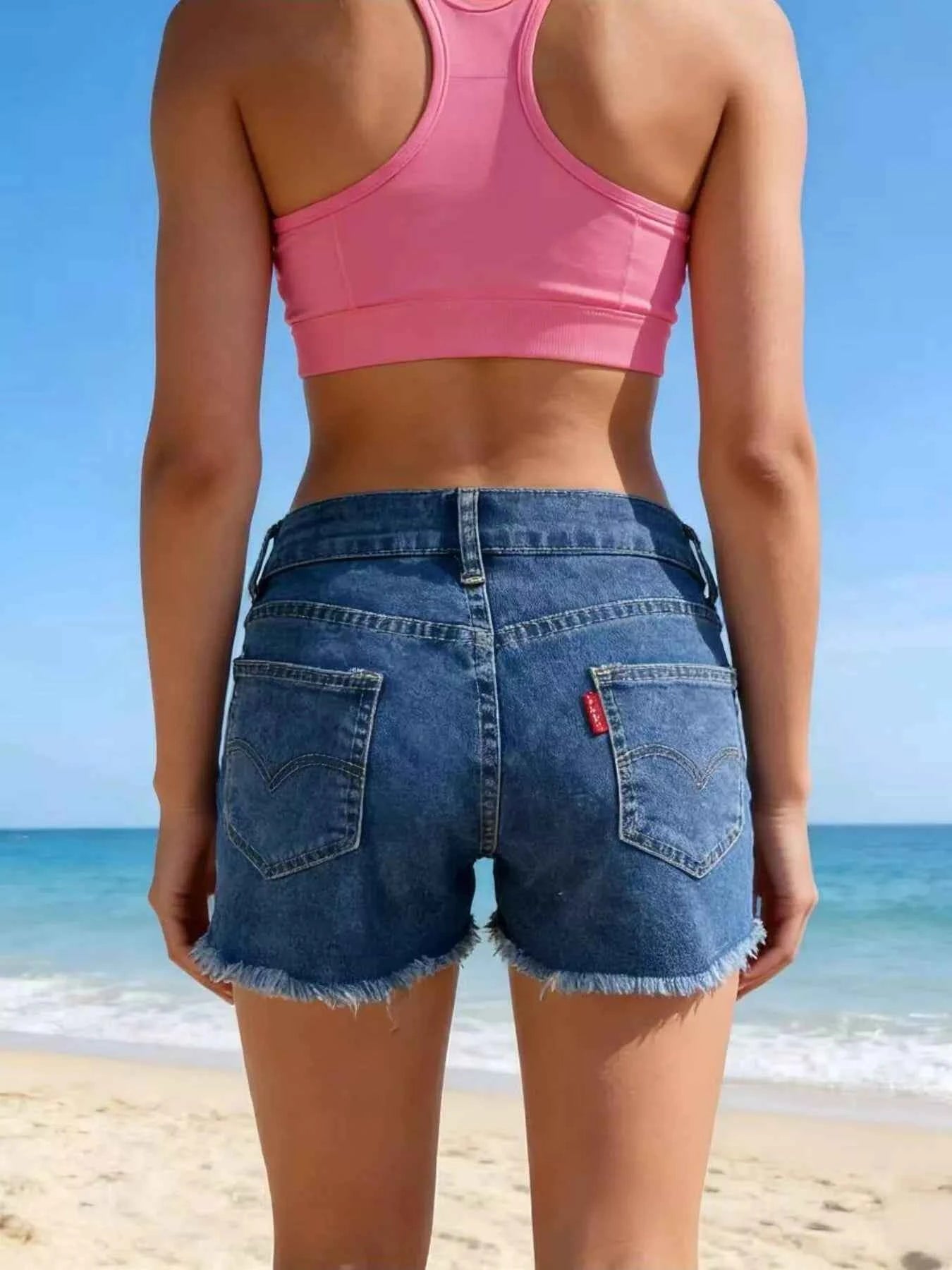 Raw Hem Denim Shorts