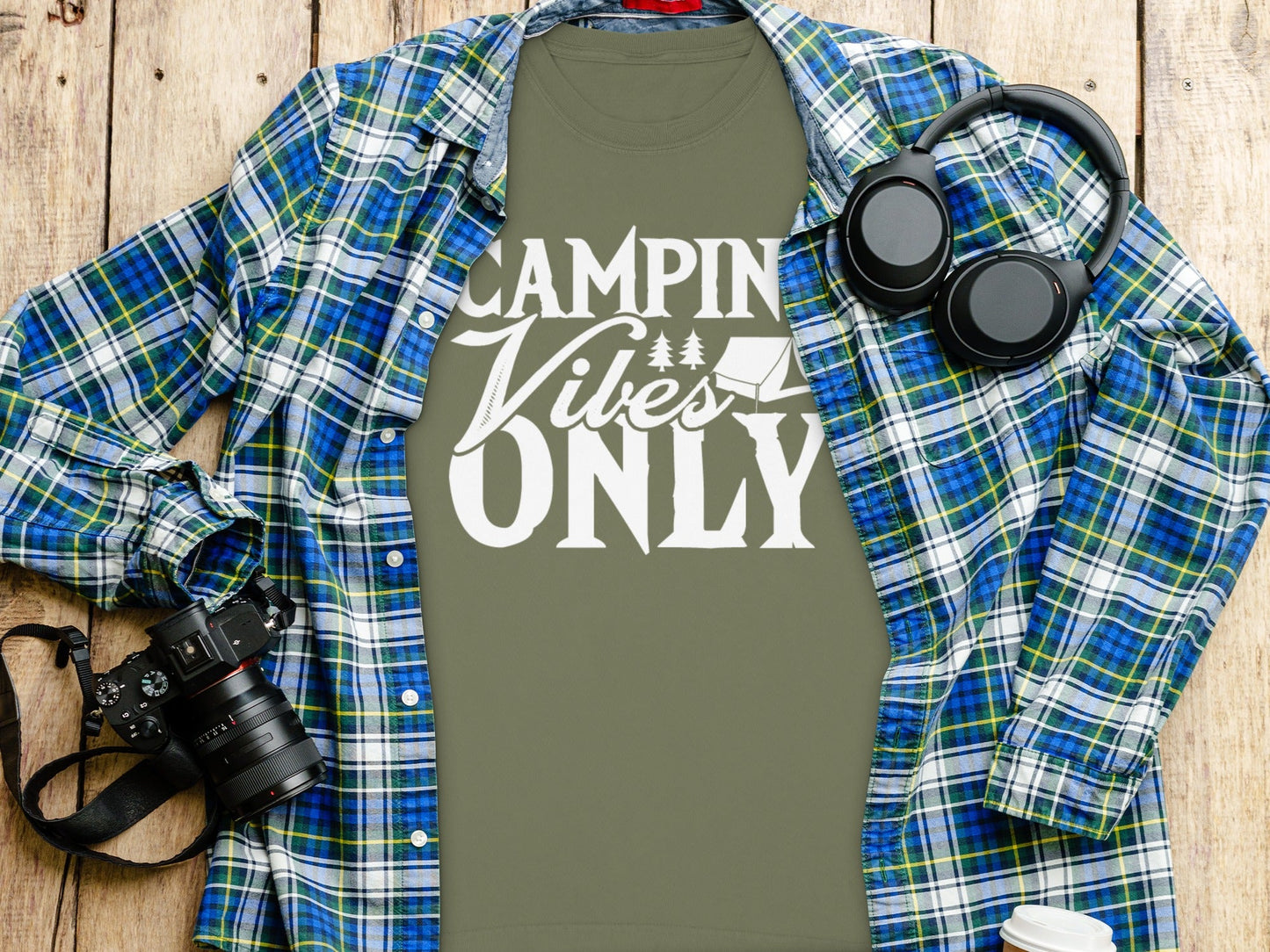 Camping Vibes Only With Tent Graphic Summer Fun Long Sleeve T-Shirt