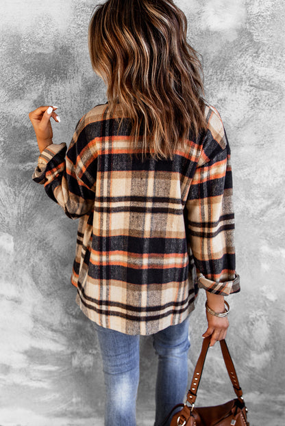 Multicolor Plaid Casual Button Up Flannel Shacket Anytime