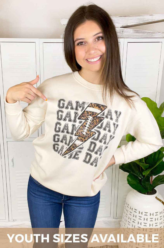 Football Game Day Lightning Bolt Sweatshirt