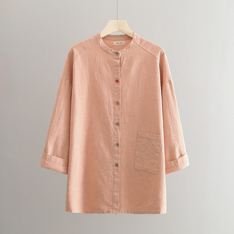 Relaxed Linen Cotton Solid Color Cardigan