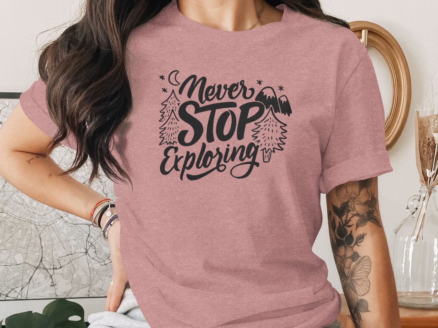 Never Stop Exploring Mountain Adventure Outdoors T-Shirt
