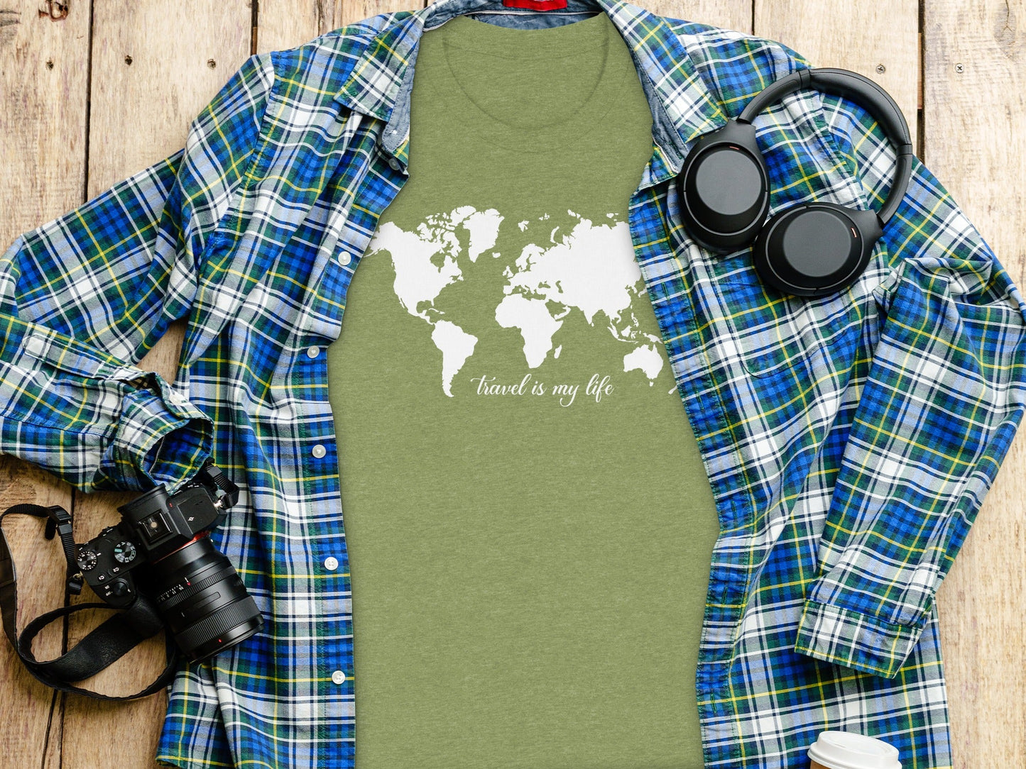 World Map Travel is My Life Graphic Design T-Shirt