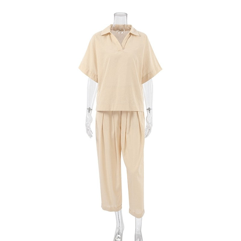 Comfortable Cotton and Linen Women's Fashion Pajama Set