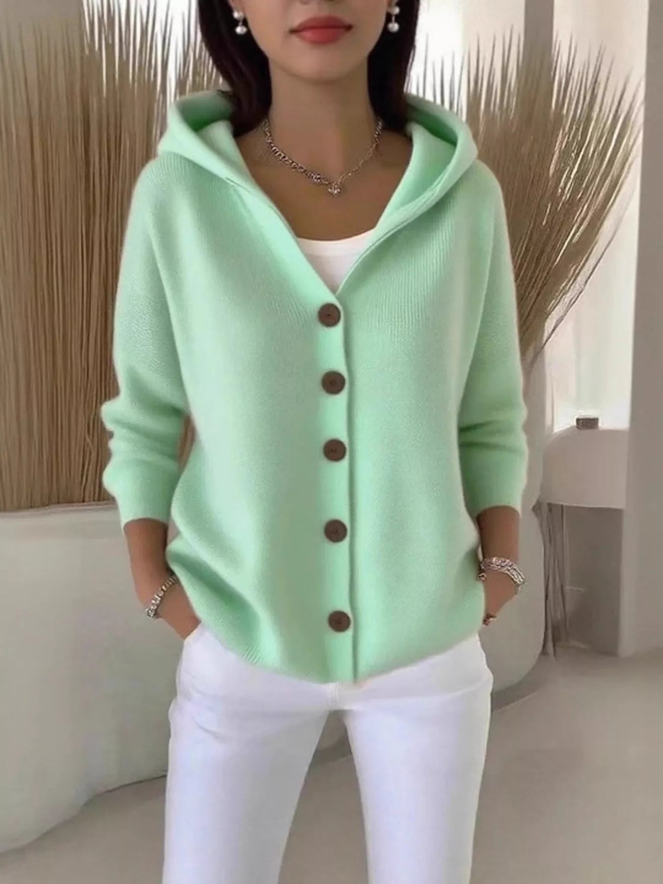 Full Size Button Up Long Sleeve Cardigan Plus Size