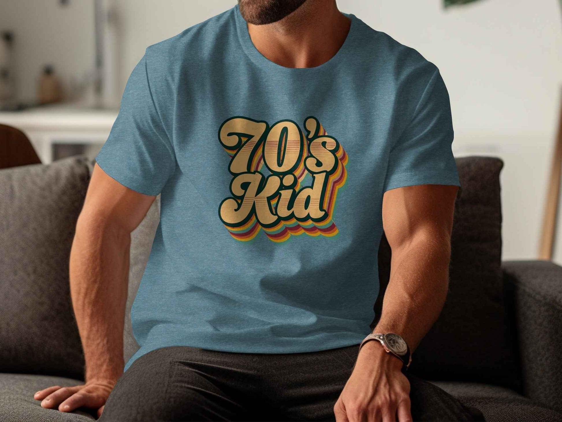 Retro Style 70s Kid With Colorful Layers T-Shirt