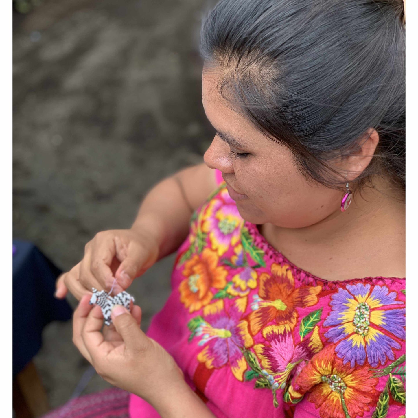 Cactus Seed Bead Key Chain - Guatemala