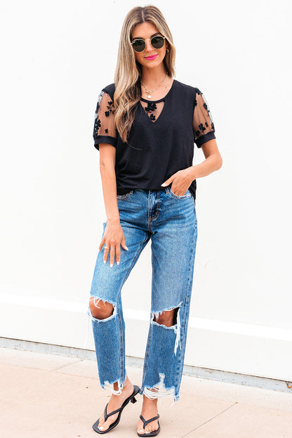 Valery Flora Lace Crew Neck Top