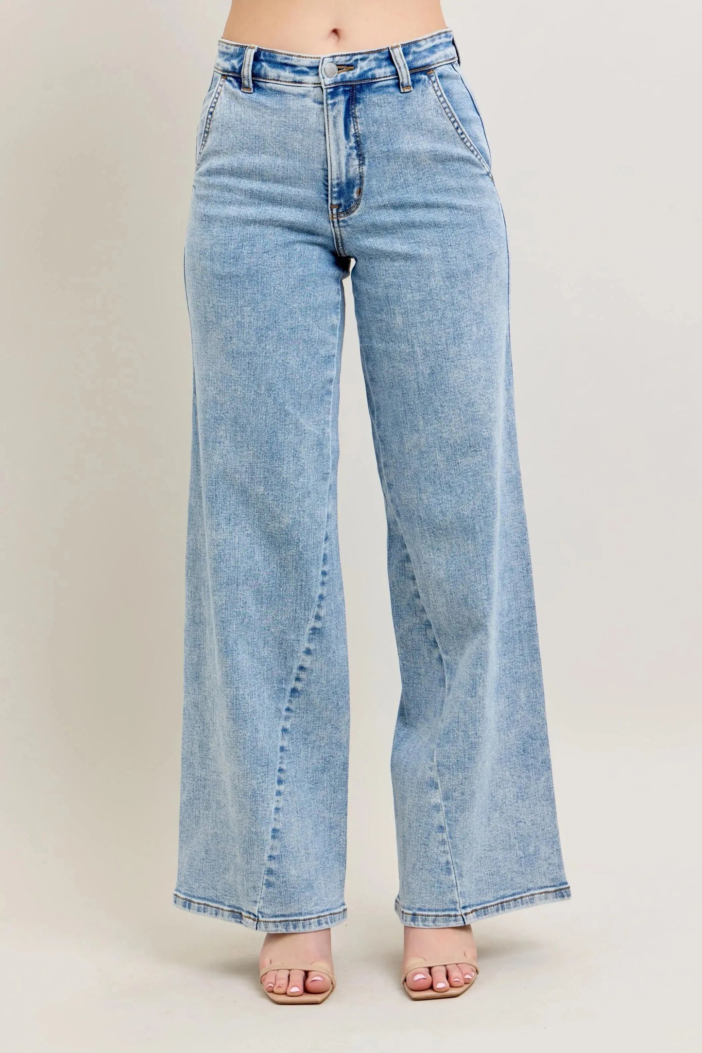 High Waist Skewed Inseam Wide Leg Judy Blue Jeans – Full & Plus Size