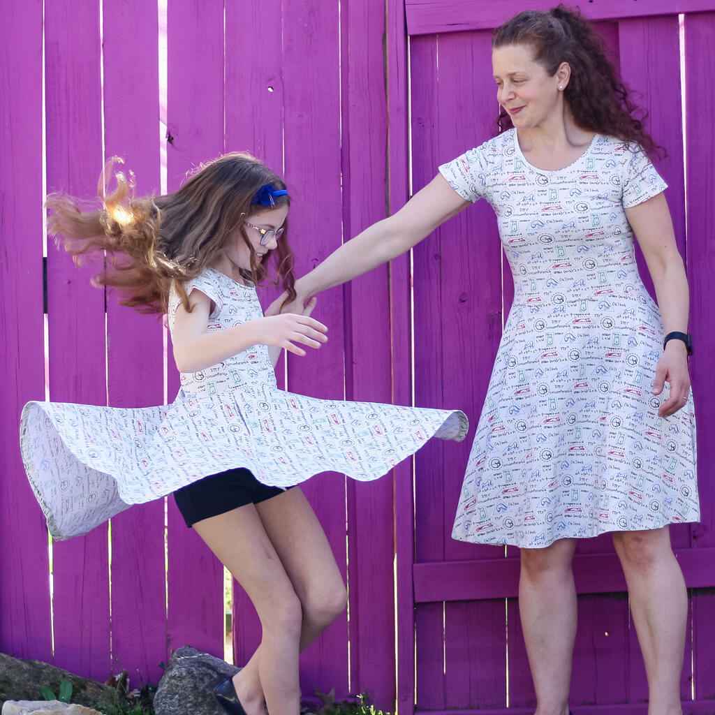 "Scratch Paper" Geometry Cats Super Twirler Dress with Pockets
