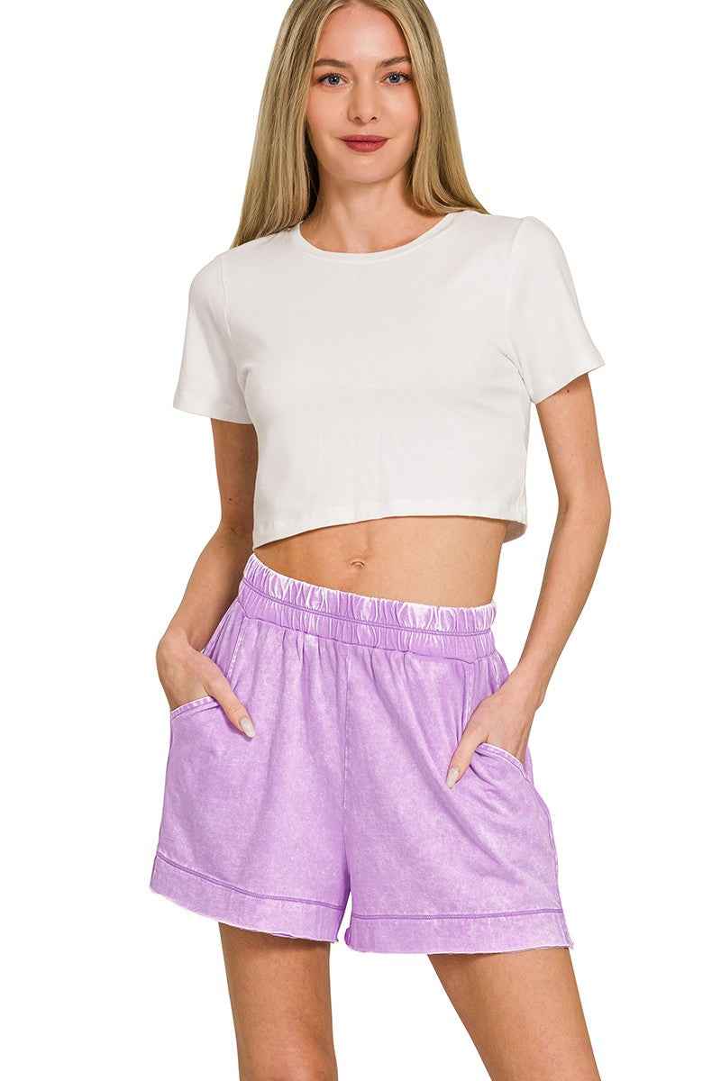 Zenana Acid Washed Oversized Top & Shorts Set