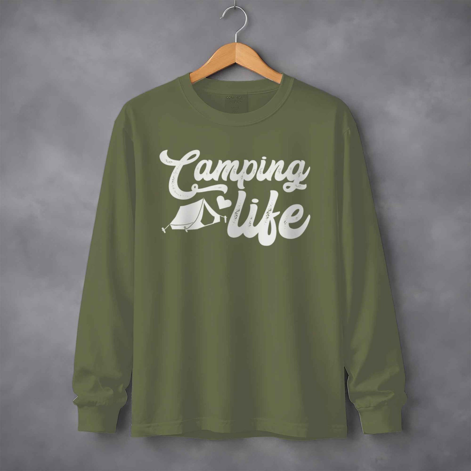 Camping Life with Tent and Heart Great Outdoors Long Sleeve T-Shirt