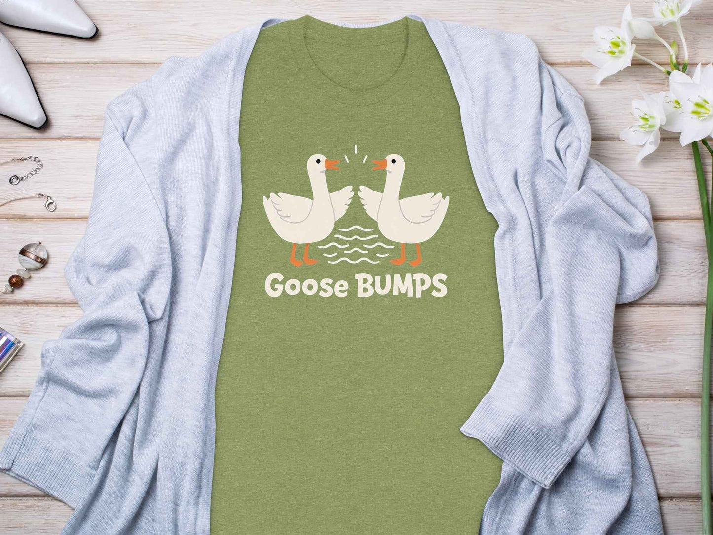 Goose BUMPS Funny Animal Cartoon Design Graphic T-Shirt