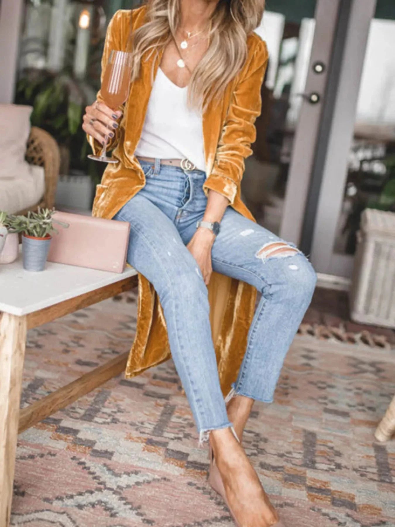 Velvet Luxe Open Front Longline Cardigan