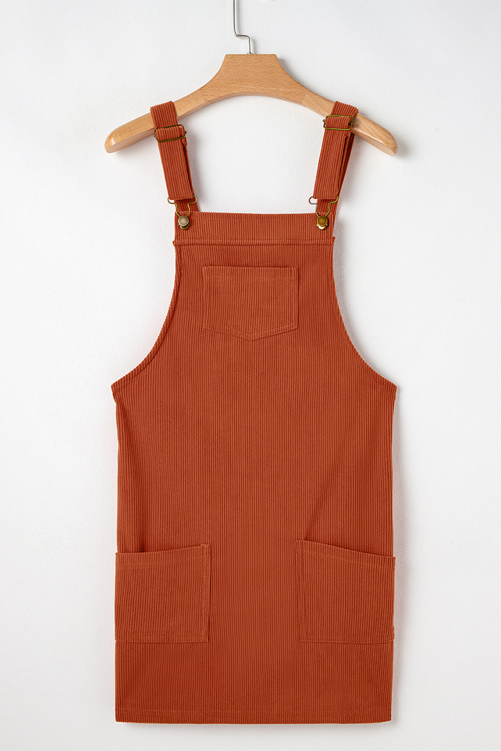 Front Pockets Corduroy Overall Dress