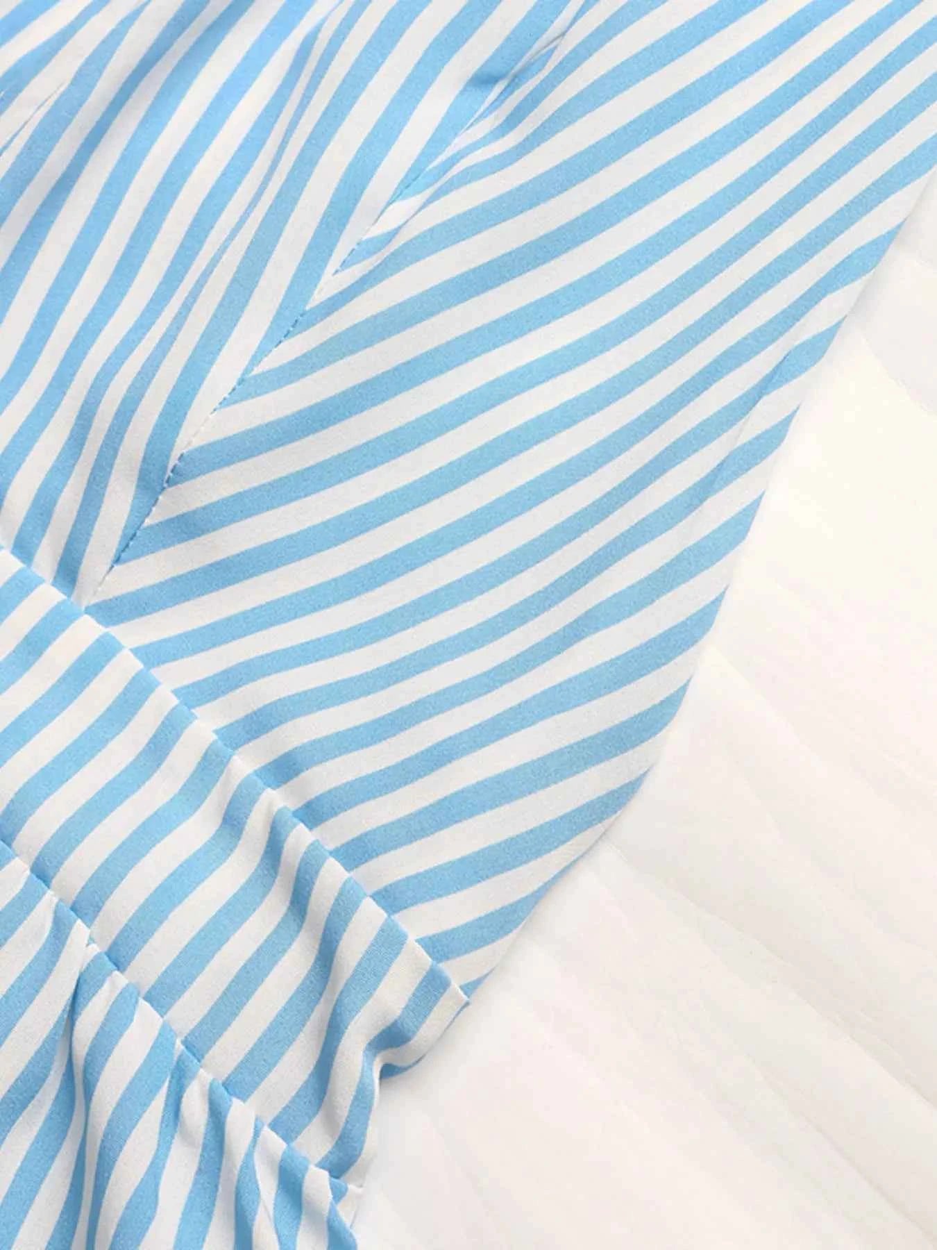 Crisscross Back Striped Romper
