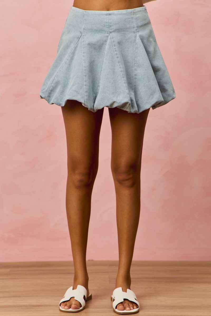 SO ME Denim Bubble Mini Skirt