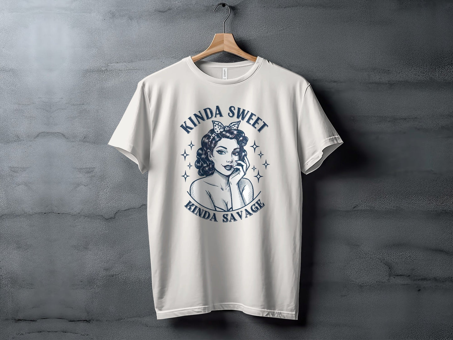 Kinda Sweet Kinda Savage Pinup Girl Stylish Design T-Shirt