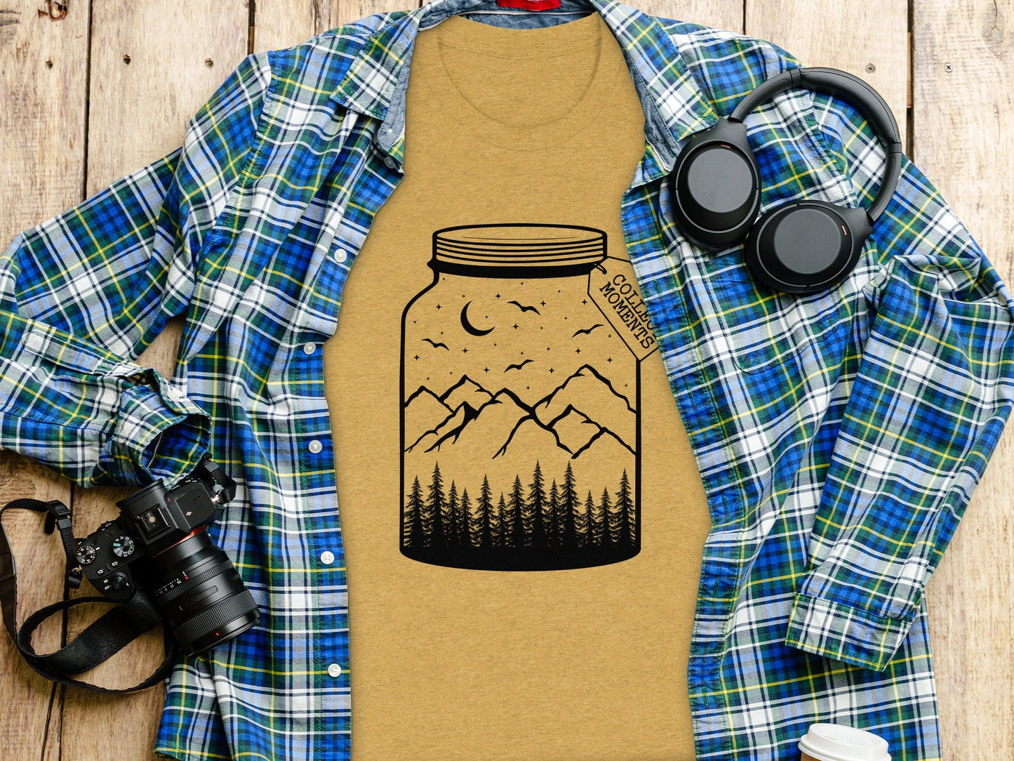 Collect Moments Jar with Mountains Scene Design T-Shirt