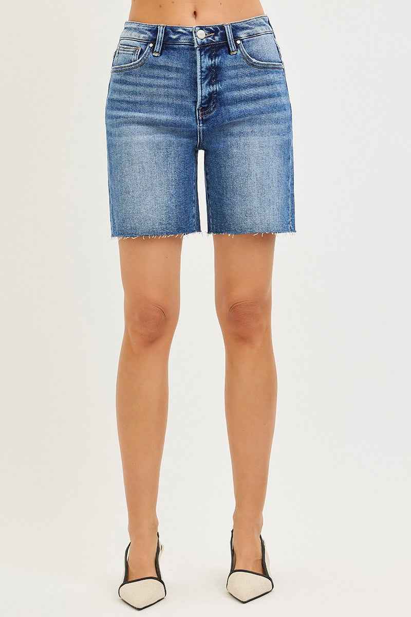 RISEN Tummy Control High Rise Raw Cut Hem Jhorts