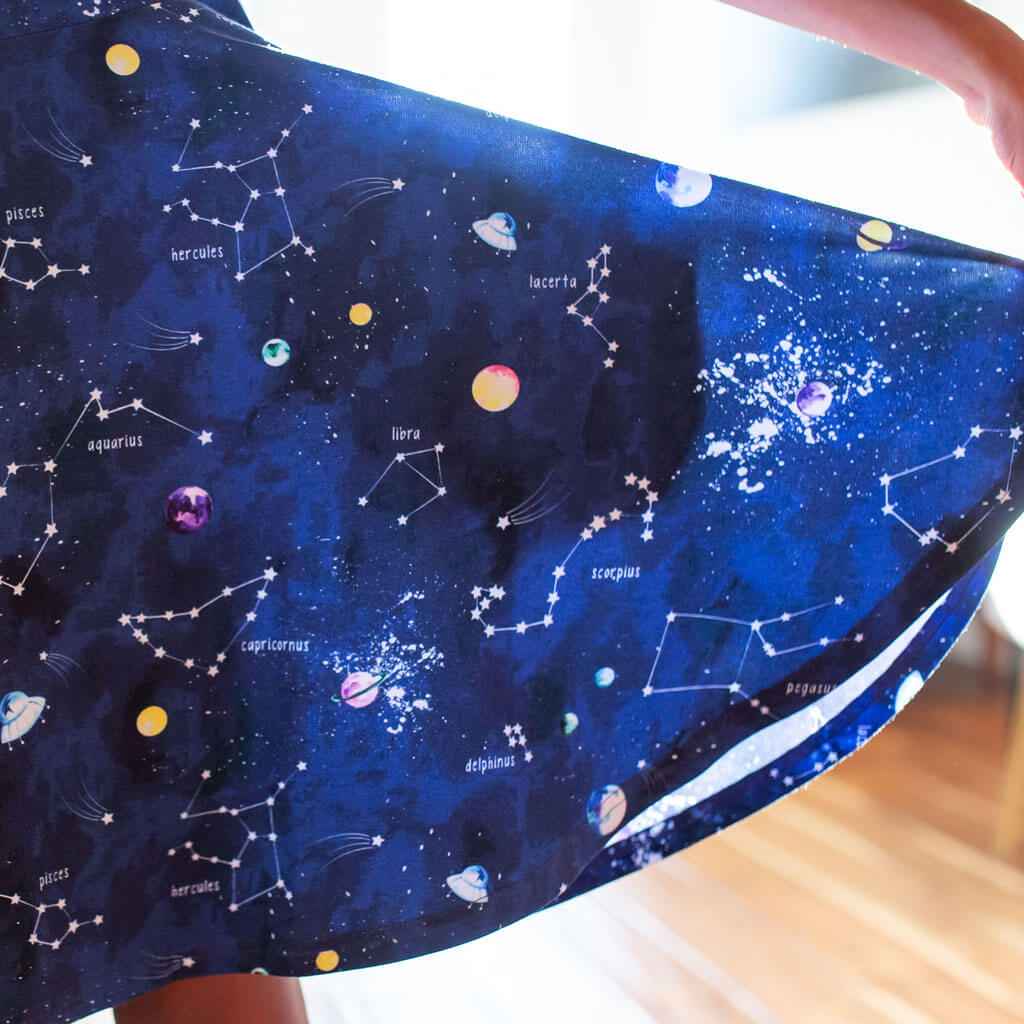 "Cosmic Compass" Constellations Sleeveless Play Dress with Pockets