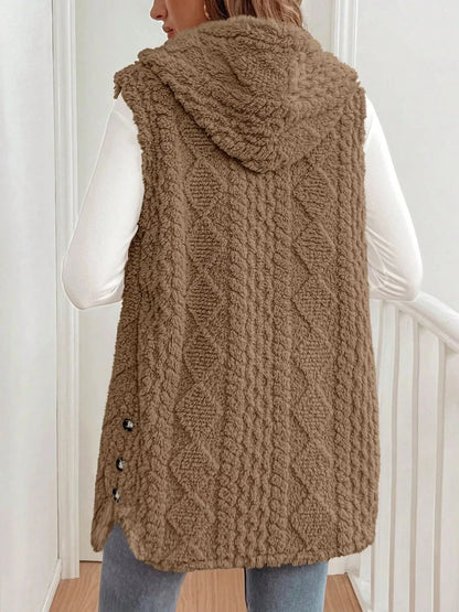 Cozy Sherpa Fleece Hooded Vest Coat - 4 Color Options