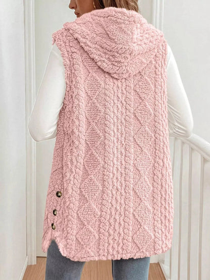 Cozy Sherpa Fleece Hooded Vest Coat - 4 Color Options