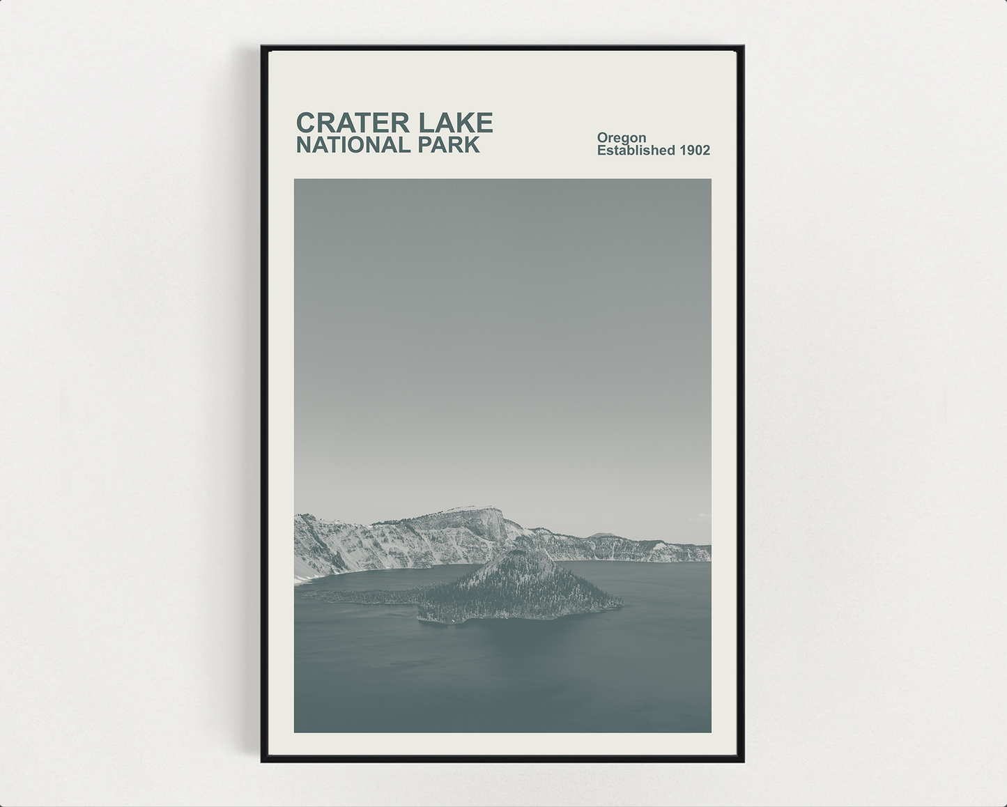 Crater Lake National Park Print, Monochrome