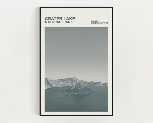 Crater Lake National Park Print, Monochrome