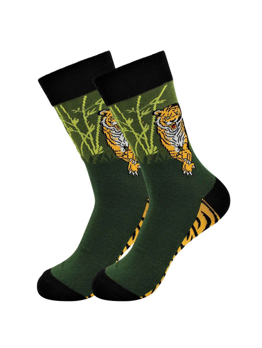 Green Tiger Socks - Comfy Cotton for Men & Women