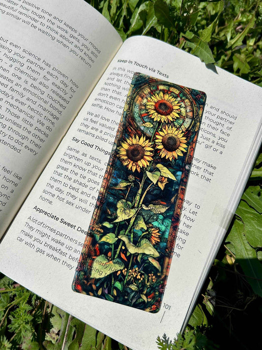Hippie Chic Sunflower Bookmark - Boho Floral Art, Vibrant Sunflower Gift