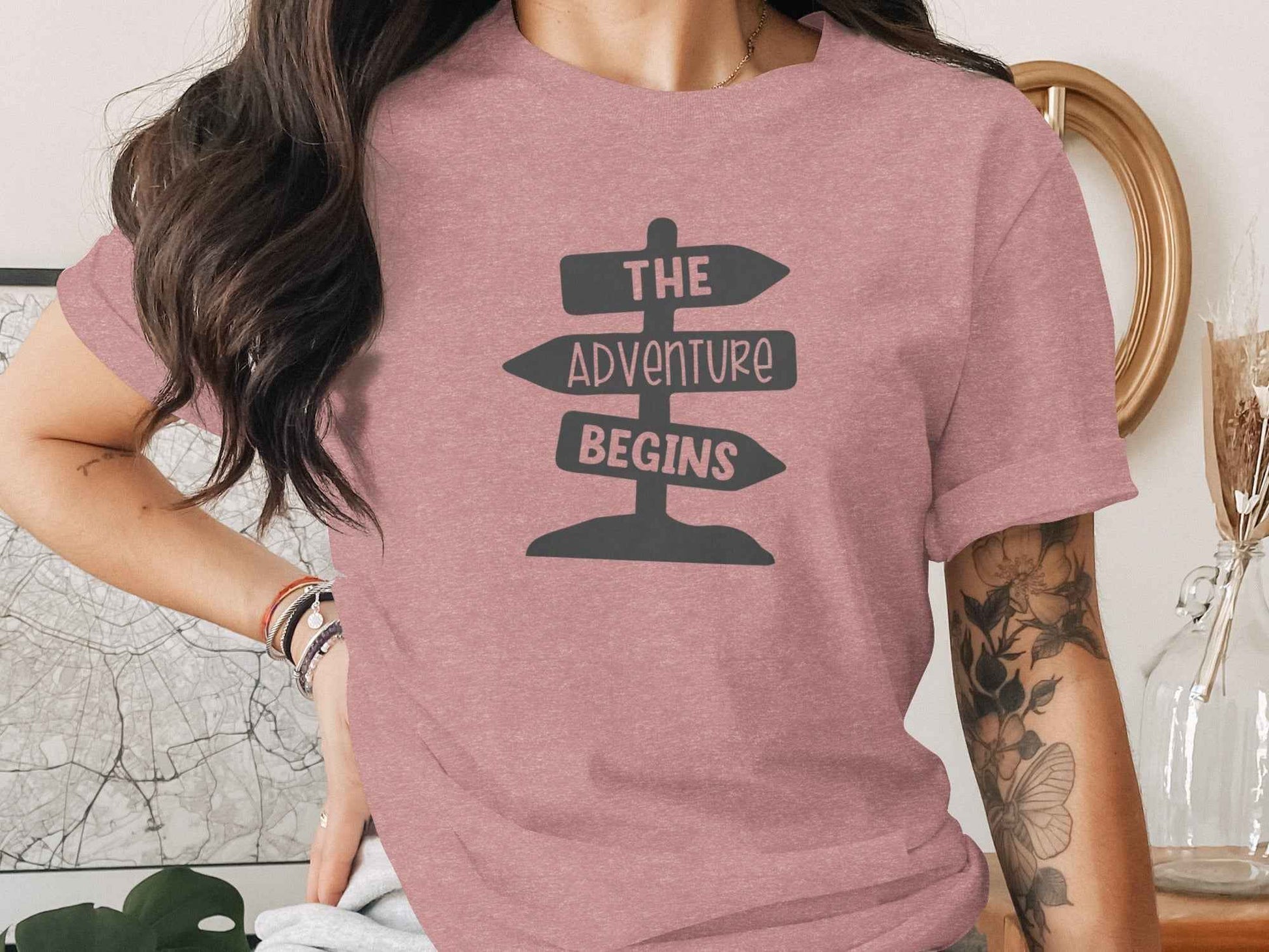 The Adventure Begins Arrow Signpost Graphic T-Shirt