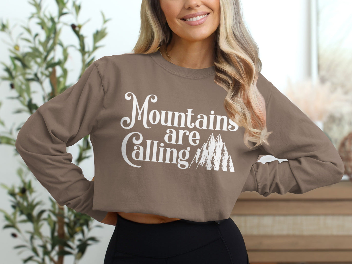 Mountains Are Calling With Mountain Peaks Art Long Sleeve T-Shirt