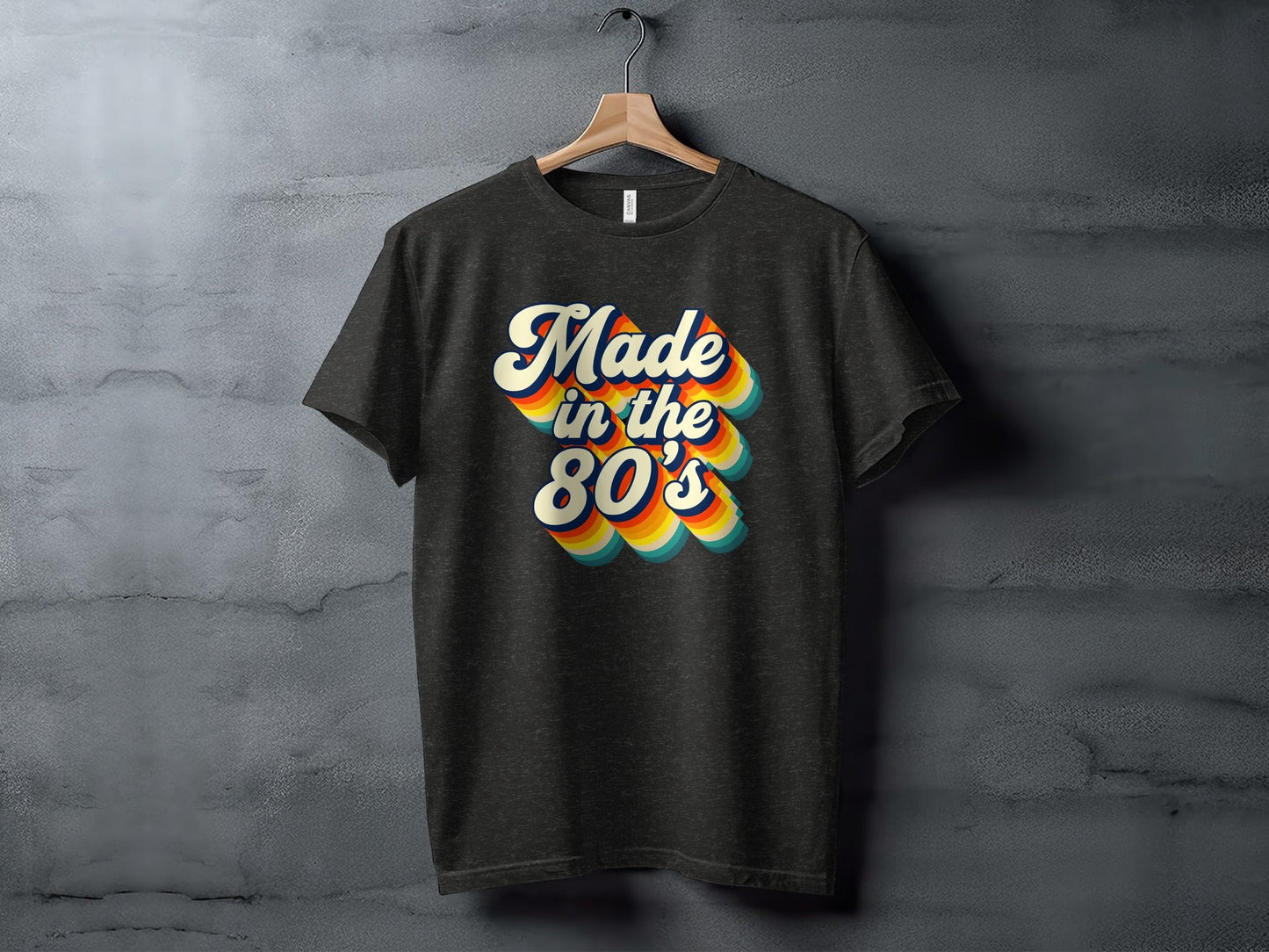 Awesome Made In The Eighties Rainbow Stripes Design T-Shirt