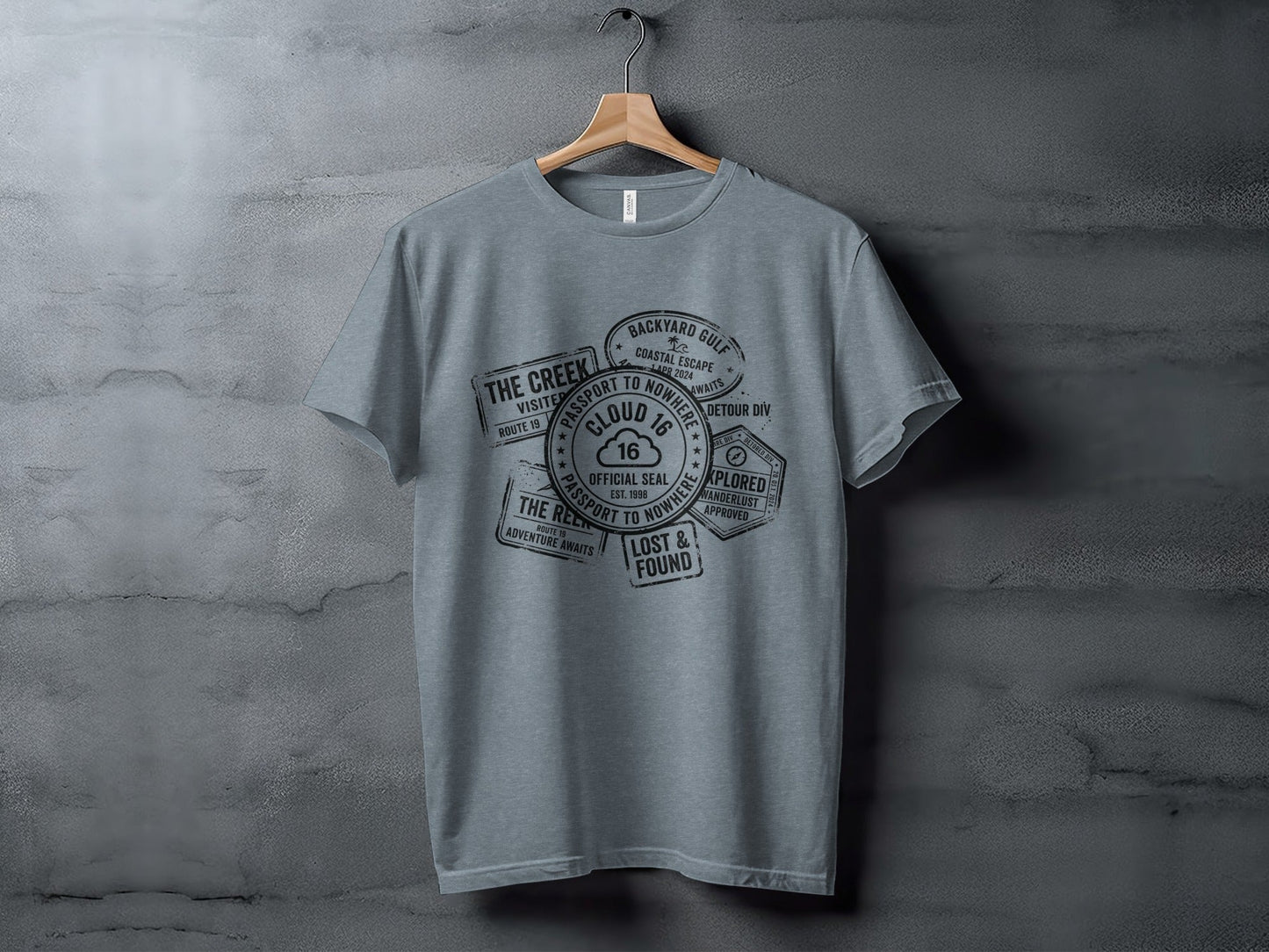 Rugged Wanderlust Passport Stamp Graphic Wilderness Shirt
