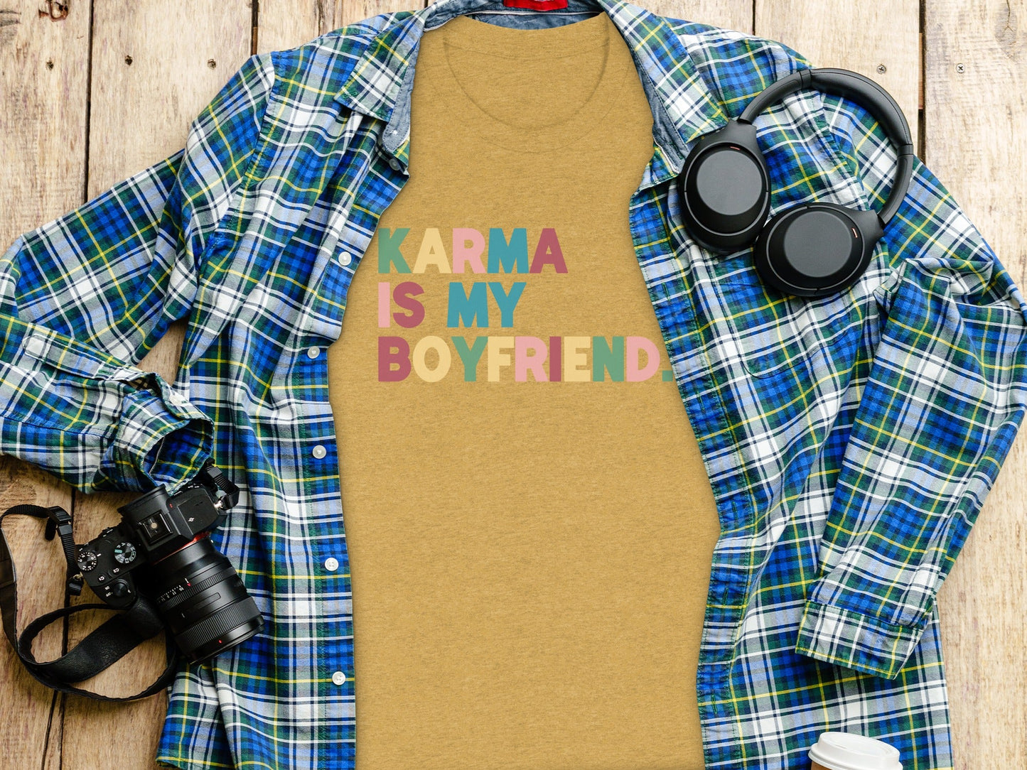 Karma Is My Boyfriend Colorful Text Graphic T-Shirt