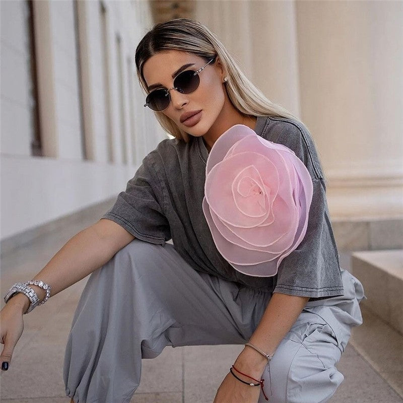 Water-Dyed Solid Color Cotton T-Shirt with Waxed Finish