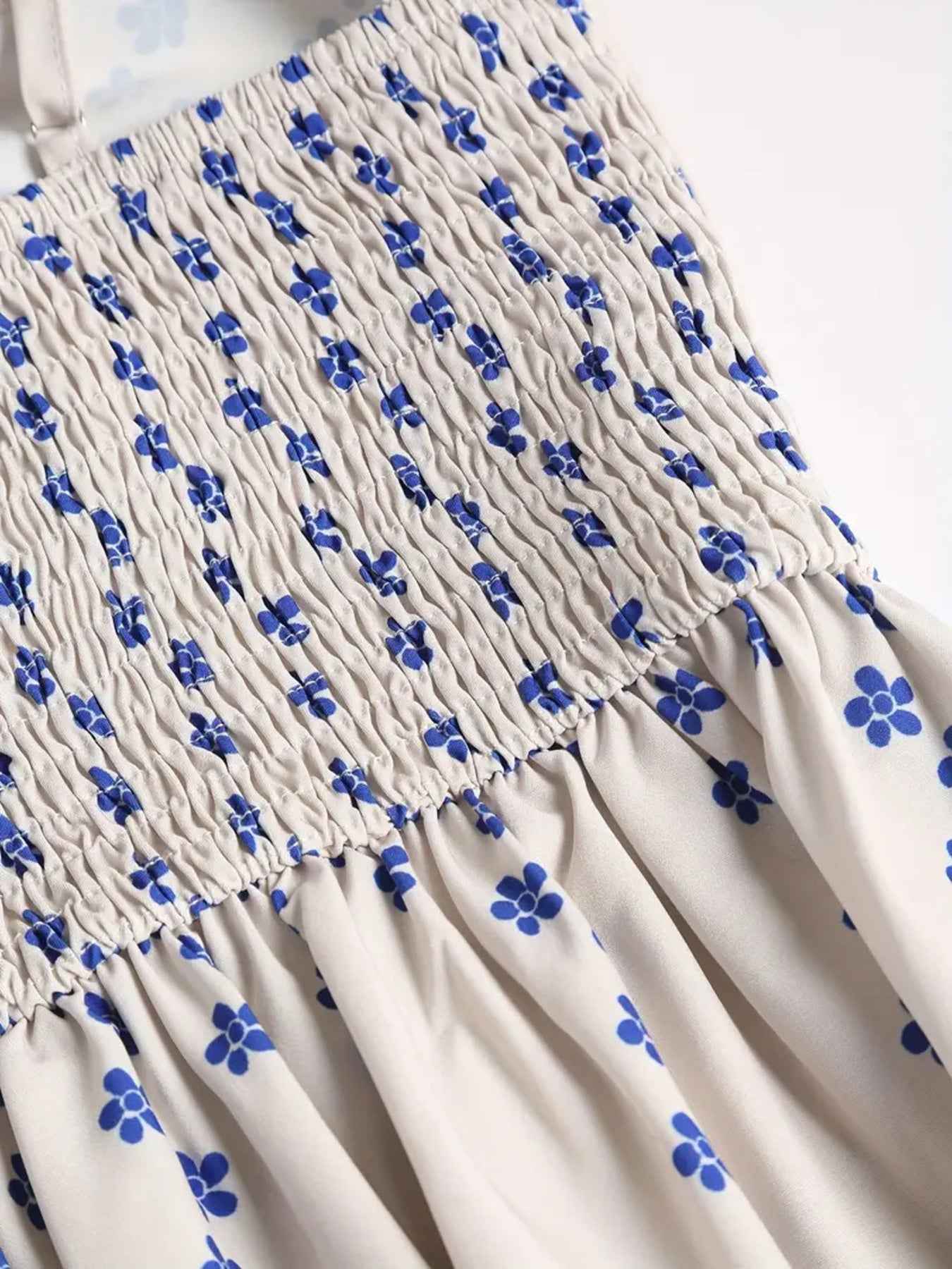 Sardine Print Spaghetti Strap Midi Dress