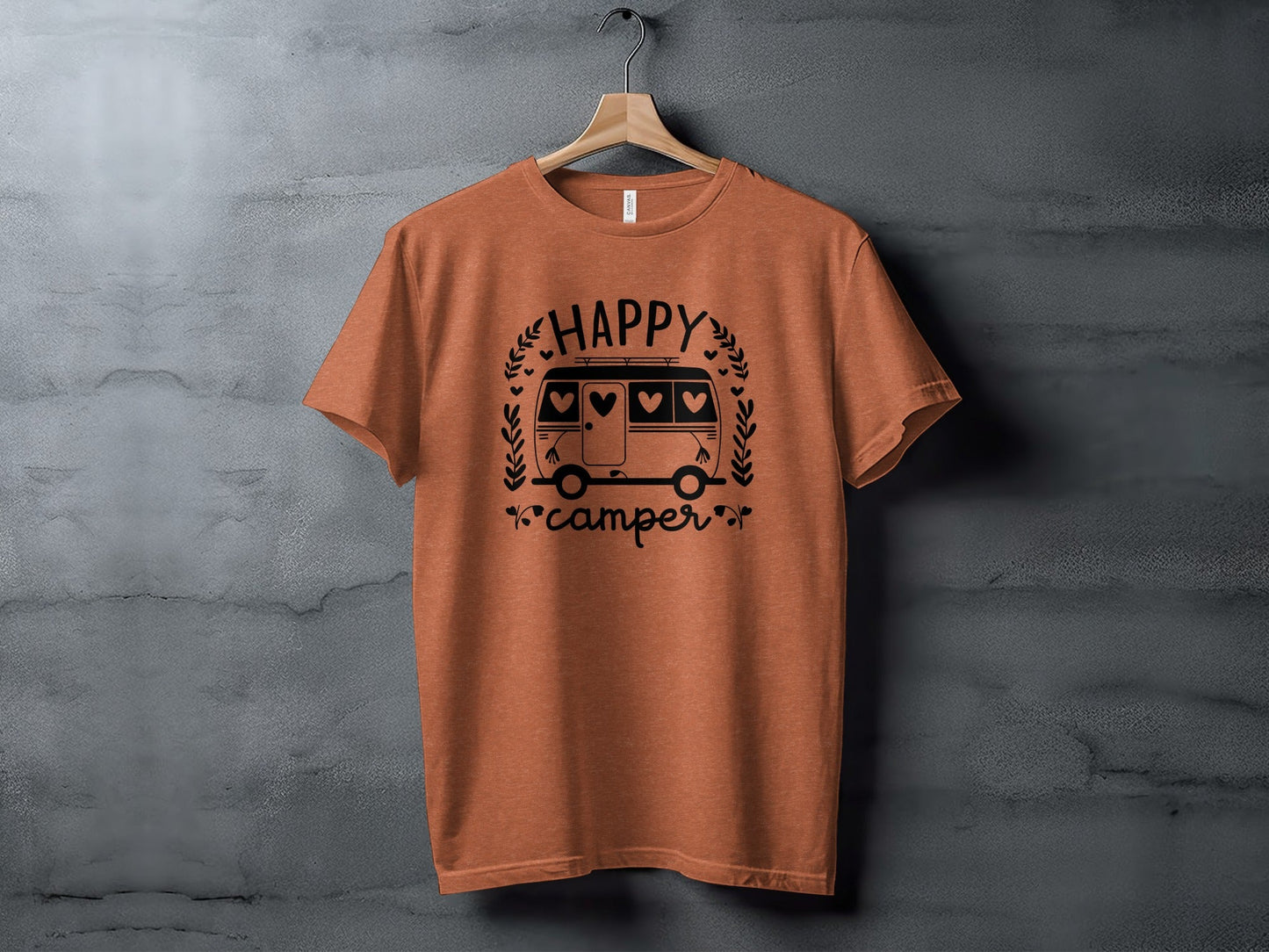 Happy Camper Campervan Love Hearts Outdoor Trip Design T-Shirt