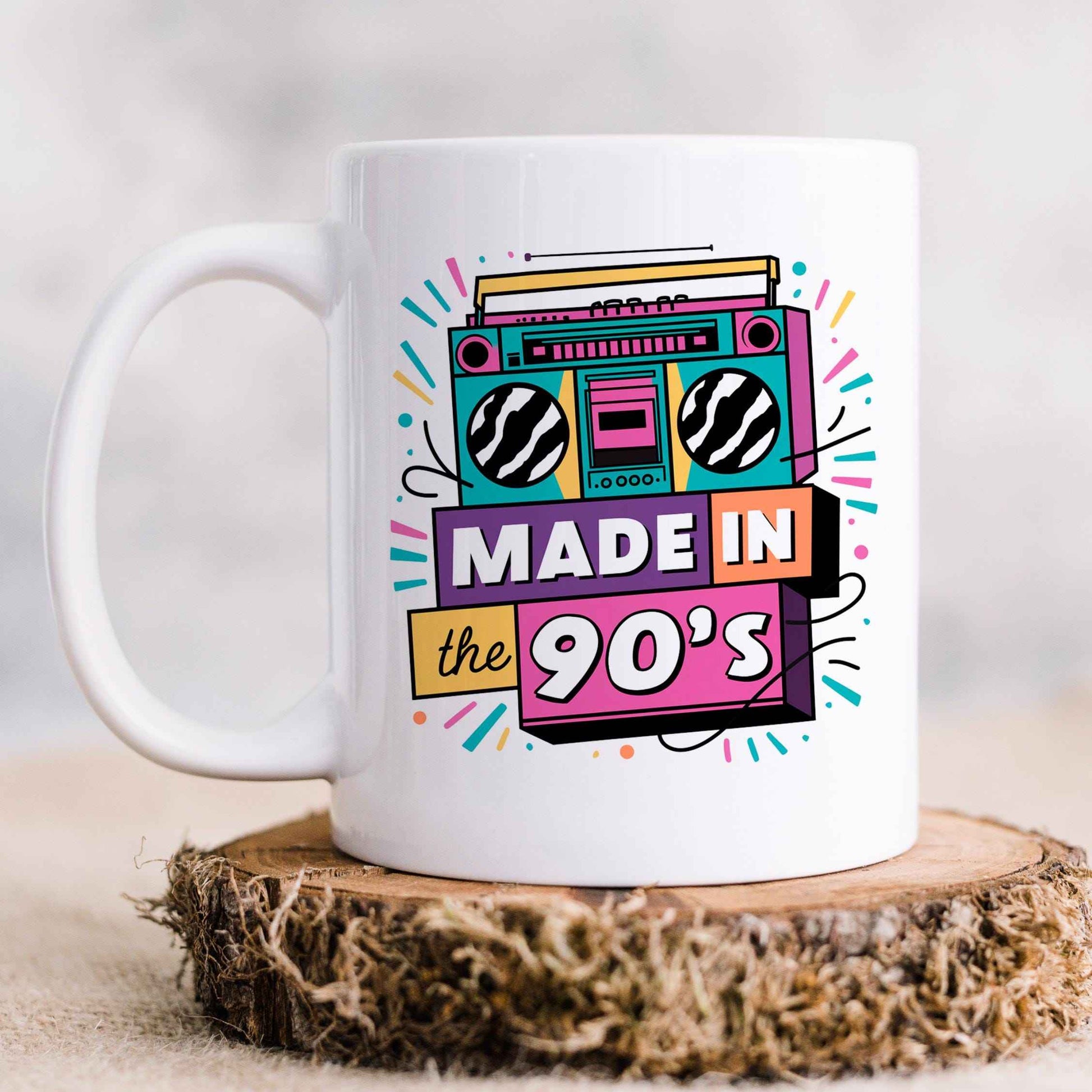 90s Nostalgia Mug – Retro Coffee Cup | Vintage Ceramic Hot Beverage Cup, Dishwasher Safe