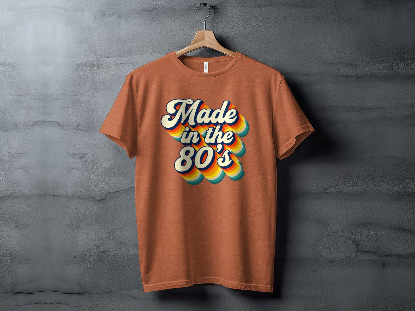 Awesome Made In The Eighties Rainbow Stripes Design T-Shirt