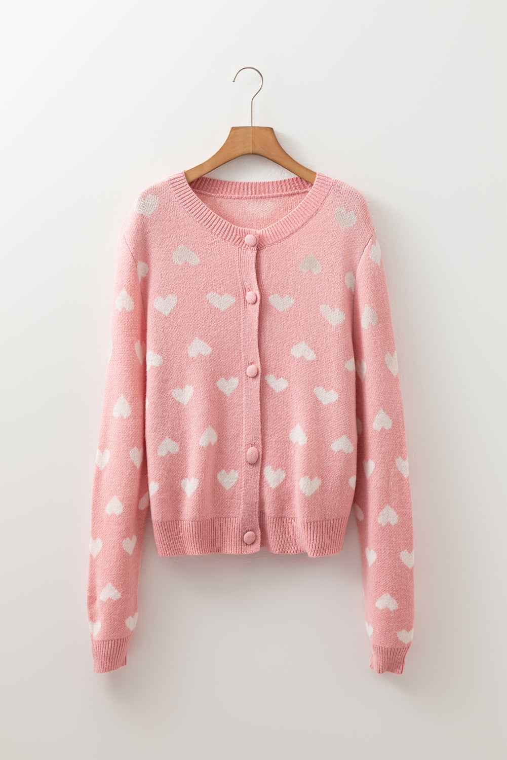 Anna Heart Pattern Button Front Cardigan Sweater